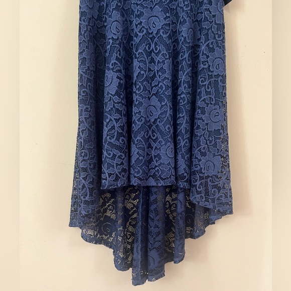 Jodi Kristopher Denim Blue Lace Dress Size 3 - Picture 3 of 10